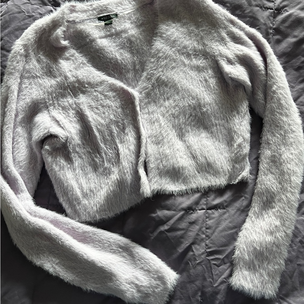 Purple fuzzy cropped Wild Fable sweater